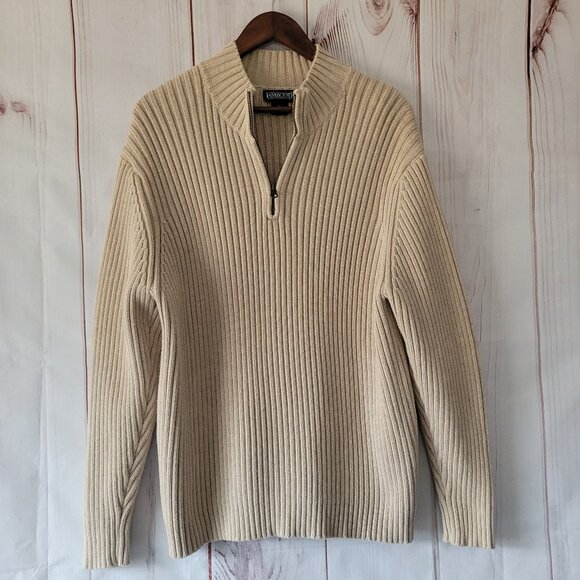Vintage Lands End Men’s XL Long Sleeve ¼ Zip Pullover Ribbed Sweater Cotton NWOT - Picture 1 of 6